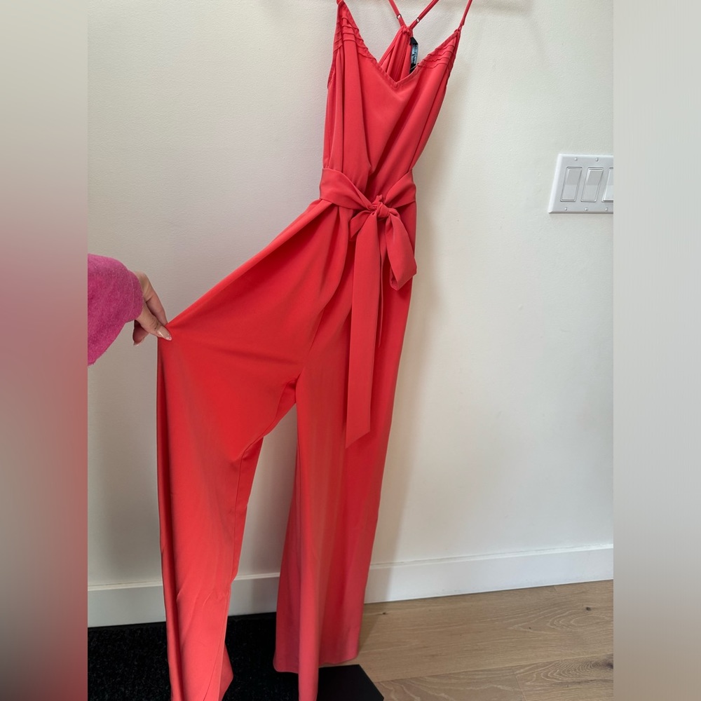 Guess by Marciano, bright orangey red jumpsuit, wide leg,size:4